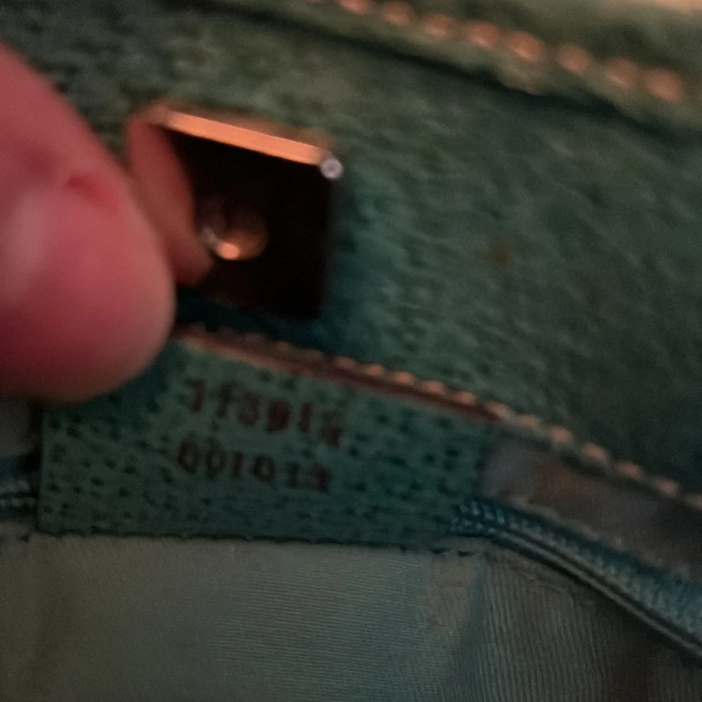 Gucci vintage green teal trim monogram canvas Abbey bag & Gucci dust bag - Picture 15 of 16